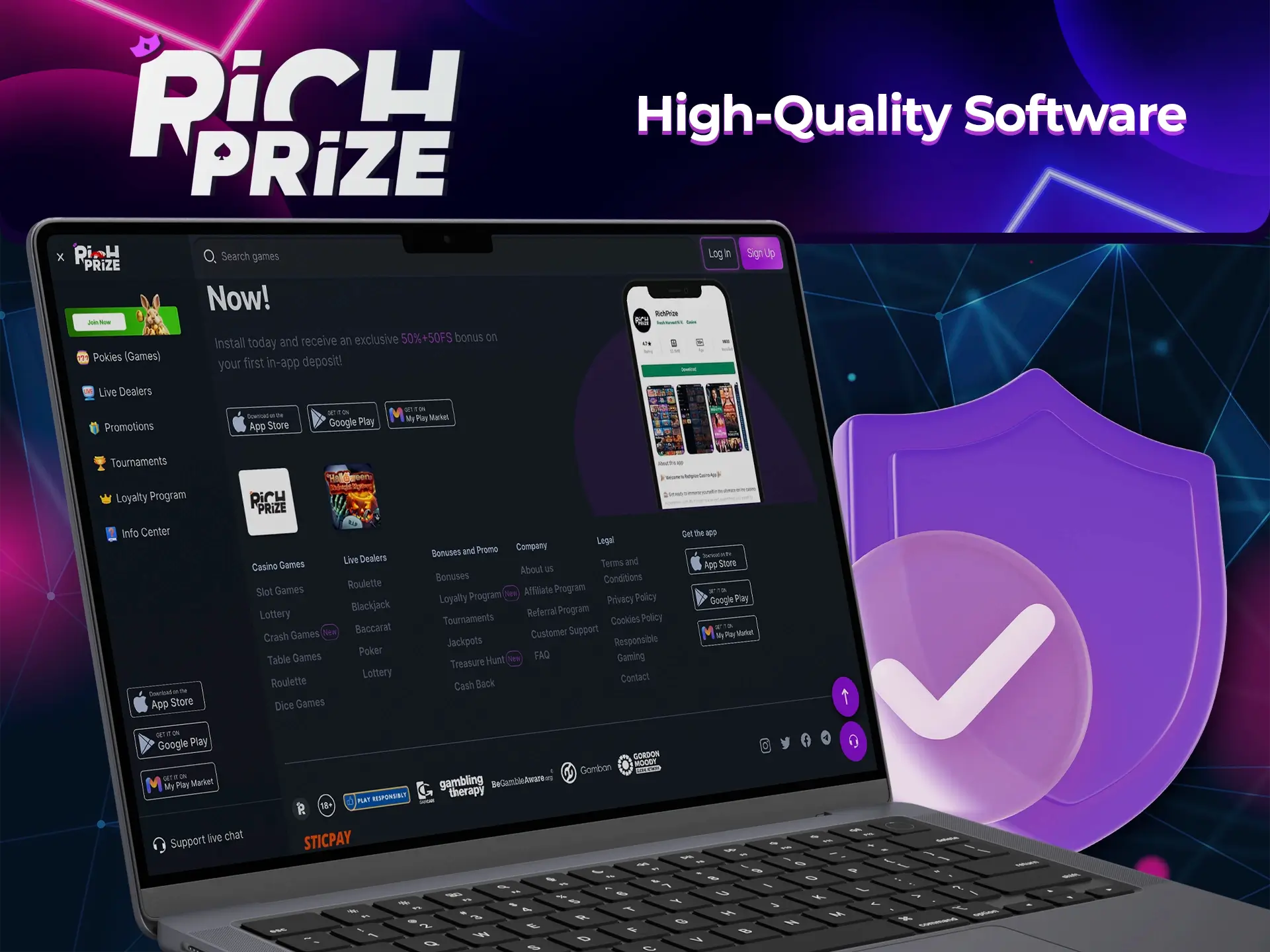 Play at Richprize Casino and rest assured that all your data is seriously protected.