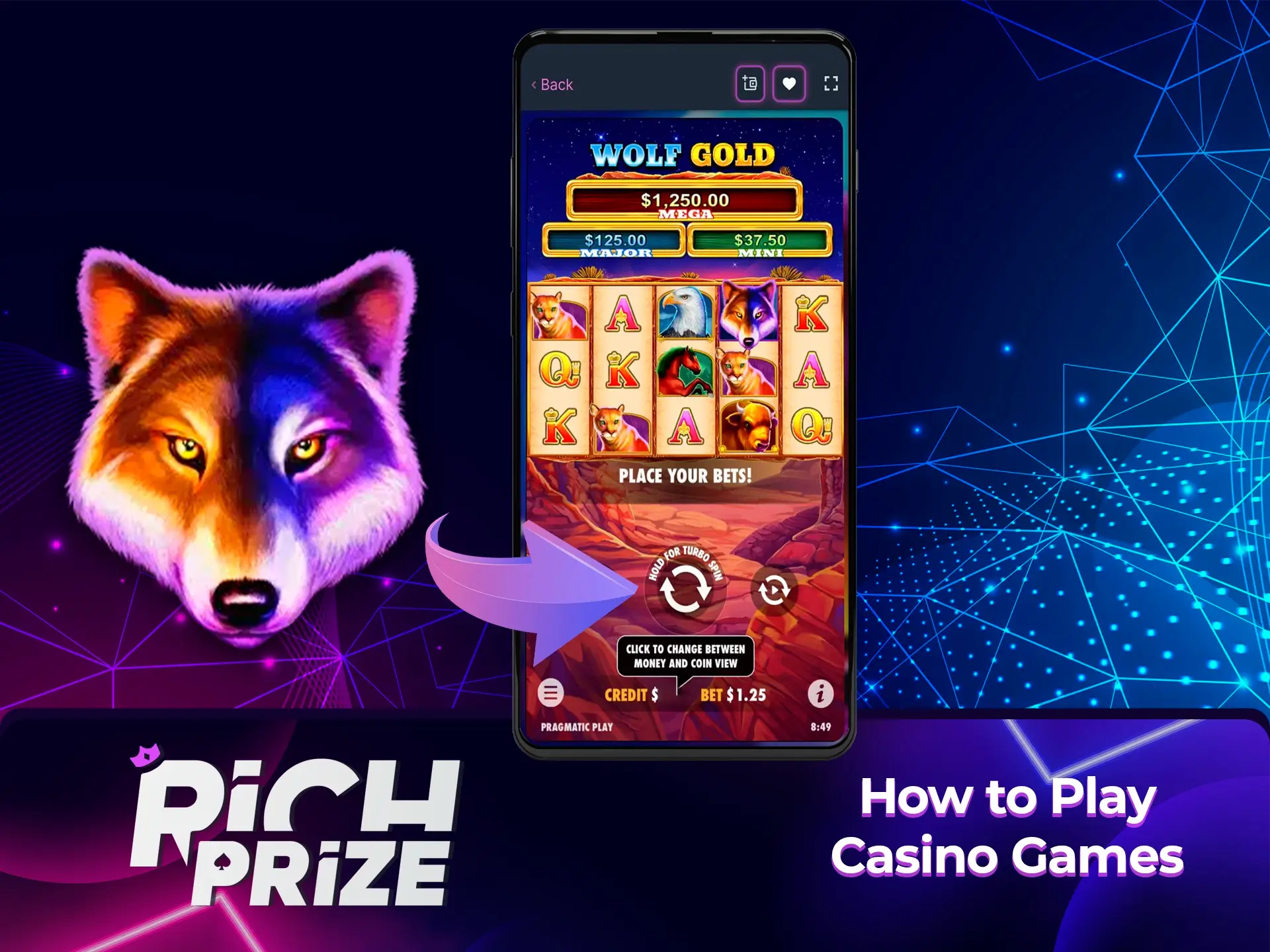 Log in to your personal account to access Richprize games and casino and start winning.