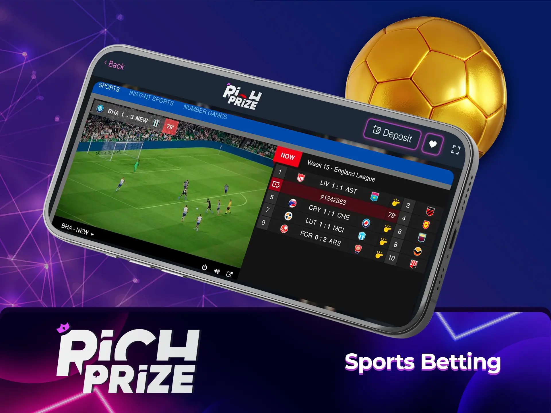 In the Richprize app, you can bet on virtual sports and win big.