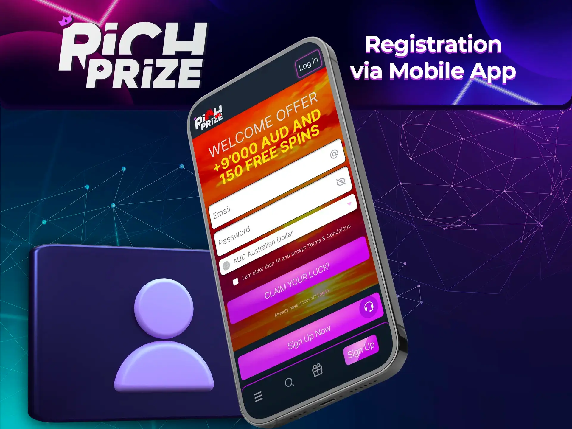 Register from anywhere using the mobile app from Richprize Casino.